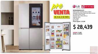 Sodimac Homecenter Refrigerador lg 28 pies³ side-by-side instaview door in door platino - vs27bxqp oferta