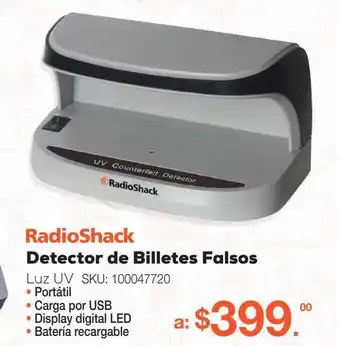 RadioShack Detector de billetes falsos luz uv oferta