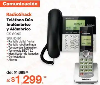 RadioShack Teléfono dúo inalámbrico y alámbrico cs 6949 oferta
