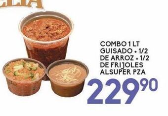 Combo 1lt guisado 1/2 arroz 1/2 frijoles
