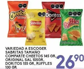 Alsuper Variedad a escoger sabritas cheetos, doritos, ruffles oferta