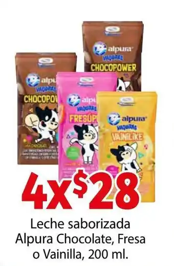 Soriana Híper Leche Saborizada Alpura Chocolate, Fresa o Vainilla, 200 ml oferta