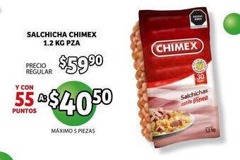 Soriana Híper Salchicha Chimex 1.2 kg pza oferta