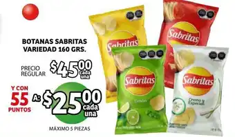 Soriana Híper Botanas Sabritas Variedad 160 grs oferta