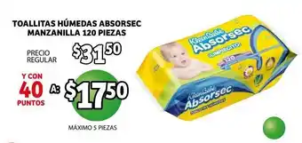 Soriana Híper Toallitas Humedas Absorsec Manzanilla 120 piezas oferta