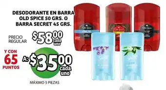 Soriana Híper Desodorante En Barra Old Spice 50 grs o Barra Secret 45 grs oferta
