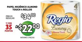 Papel Higienico Almond Touch 4 Rollos