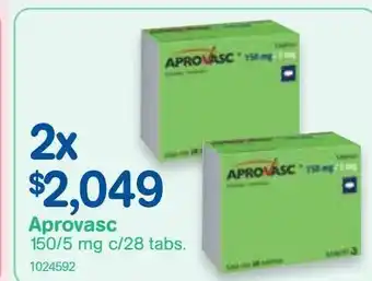 Farmacias Benavides Aprovasc 150/5 mg c/28 tabs x 2 unidades oferta