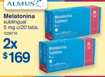 Farmacias Benavides Melatonina sublingual 5 mg c/20 tabletas x 2 unidades oferta