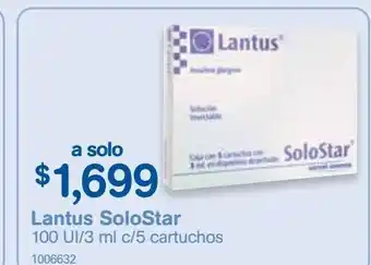 Farmacias Benavides Lantus solostar 100ui/3 ml c/5 oferta