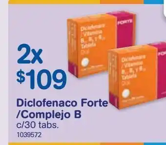 Farmacias Benavides Diclofenaco forte/complejo b c/30 tabs x 2un oferta
