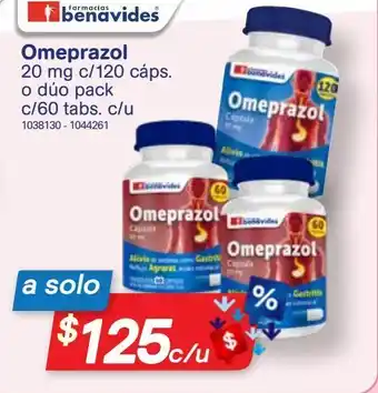 Farmacias Benavides Omeprazol 20 mg c/120 cápsulas oferta