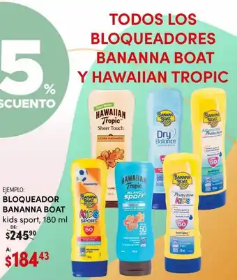 Bloqueador solar banana boat y hawaiian tropic 180ml
