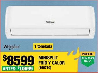 The Home Depot Minisplit whirlpool classic 1 ton frío/calor 110v oferta