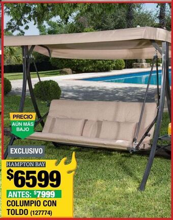 The Home Depot Columpio estilo futón para 3 personas tela olefina estructura acero con toldo oferta