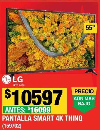 Pantalla lg uhd tv ai thinq 4k 55 55up7500psf