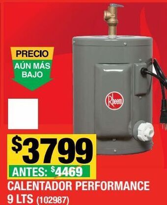 The Home Depot Calentador de agua rheem de depósito eléctrico 9 l 127 v oferta