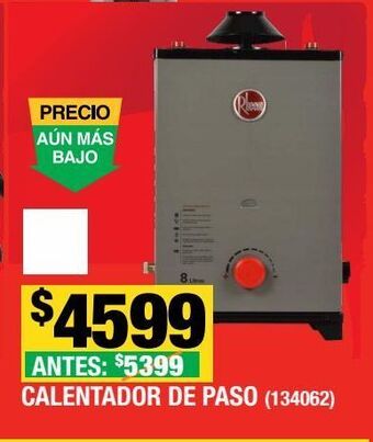 The Home Depot Calentador de agua rheem de paso one 8 l/min a gas lp oferta
