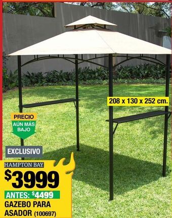 Gazebo para asador negro 208 x 130 x 252 cm de acero