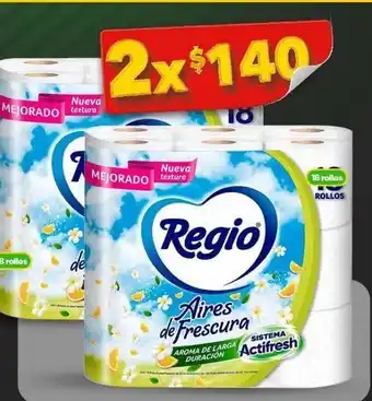 Bodega Aurrerá Papel higiénico regio aires de frescura 18rollos x 2un oferta