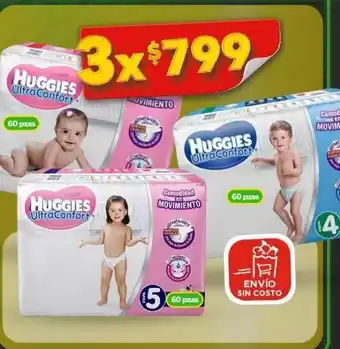 Bodega Aurrerá Huggies ultraconfort etapa 60 pzas x 3un oferta