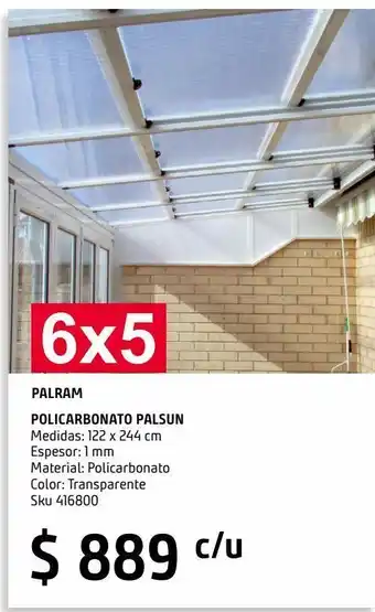 Policarbonato palsun cristal 1 mm 1.22 x 2.44 cm