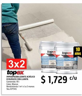 Sodimac Homecenter Impermeabilizante topex llanta 10 años 19l blanco oferta