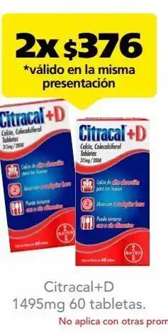 Citracal+d 1495mg 60 tabletas.