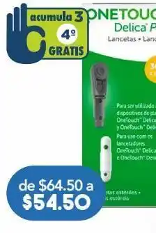 Farmacia San Pablo One touch lancetas delica c/25pza oferta