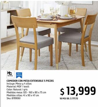 Set comedor con mesa extensible