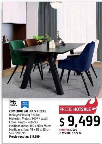 Set comedor 4 sillas salina