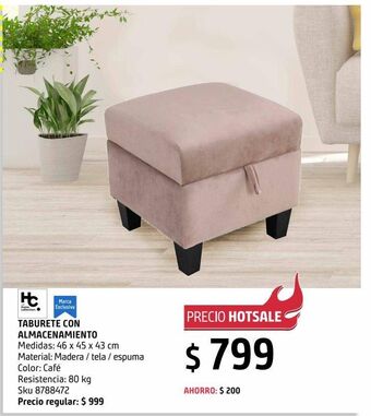 Sodimac Homecenter Ottoman con almacenamiento café oferta