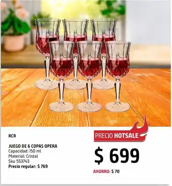 Sodimac Homecenter Juego de 6 copas ópera vino tinto oferta