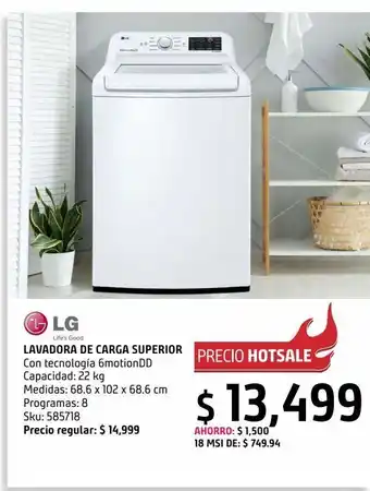 Sodimac Homecenter Lavadora lg 22 kg carga superior blanca wt22wt6h oferta