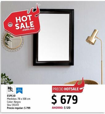 Sodimac Homecenter Espejo decorativo negro 78x108 cm oferta