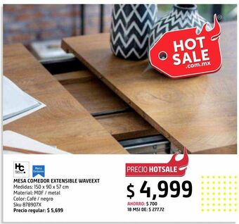 Sodimac Homecenter Mesa comedor extensible waveext oferta