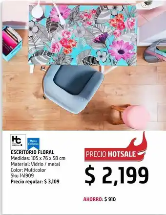 Escritorio de vidrio floral