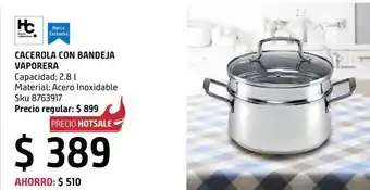 Sodimac Homecenter Cacerola de acero inoxidable 20 centímetros con bandeja vaporera oferta
