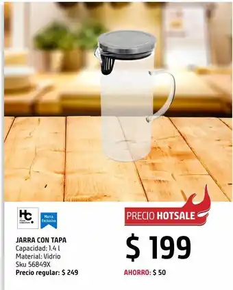 Sodimac Homecenter Jarro vidrio con tapa 1,4 litros oferta