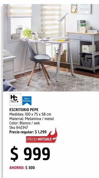Sodimac Homecenter Escritorio blanco con oak pepe oferta