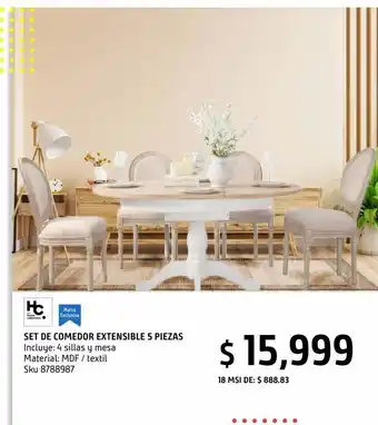 Sodimac Homecenter Set comedor extensible 4 sillas oferta