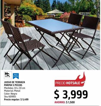 Sodimac Homecenter Juego parma 5 piezas ratan plegable oferta