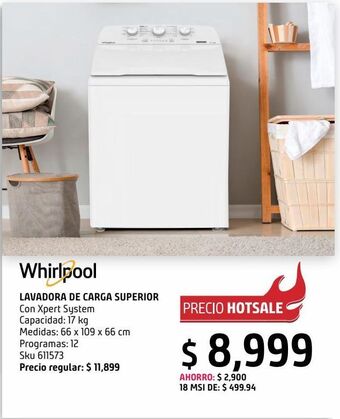 Sodimac Homecenter Lavadora de carga superior whirlpool oferta