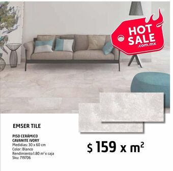 Sodimac Homecenter Piso cerámico 30x60 cm cavanite ivory 1.8 oferta