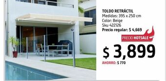 Sodimac Homecenter Toldo retractil beige 3.95x2.50 oferta