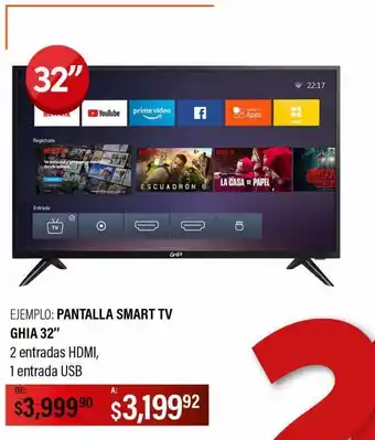 Pantalla smart tv ghia 32"