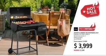 Sodimac Homecenter Parrilla carbón con ahumador 2 en 1 oferta