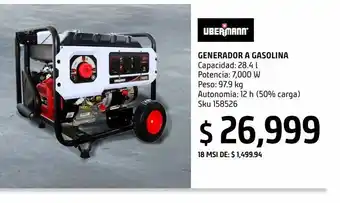 Sodimac Homecenter Generador a gasolina ubermann 7000w oferta