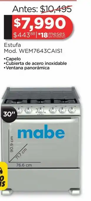 Chedraui Estufa mabe de gas oferta