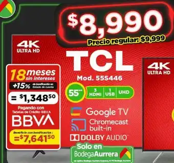 Bodega Aurrerá Smart tv 4k tcl oferta